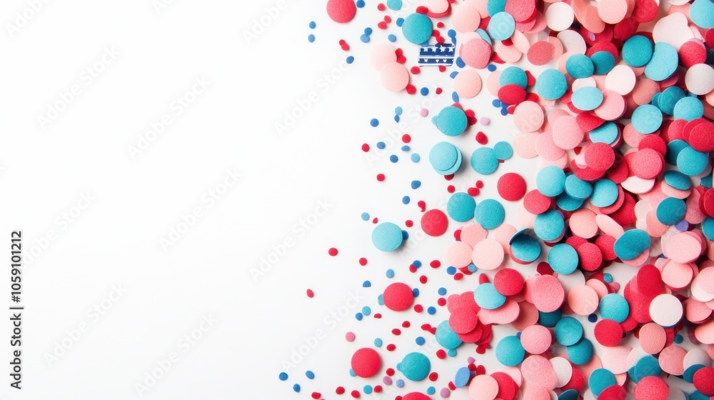Colorful Festive Confetti on White Background Colorful Festive Confetti on White Background