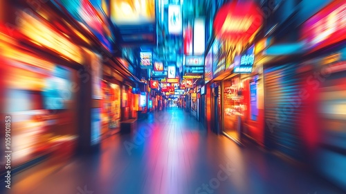 Wallpaper Mural Neon City Lights Motion Blur Subtle Blur Background with Space for Custom Text Torontodigital.ca