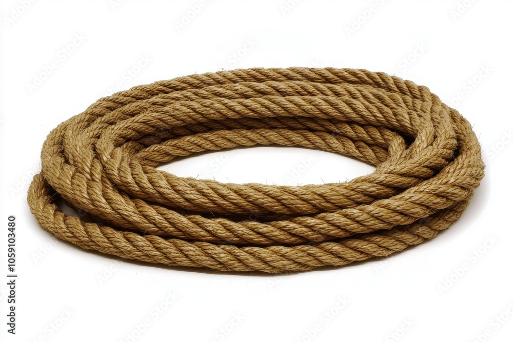 A coiled length of natural rope, commonly used for various applications such as tying, climbing, or crafting. A coiled length of natural rope, commonly used for various applications such as tying, climbing, or crafting.