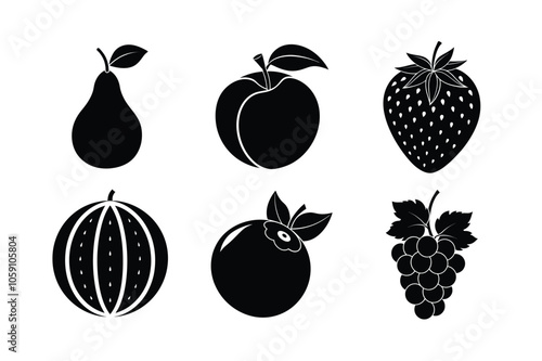 Vibrant Fruit Bundle: Pear, Peach, Strawberry, Watermelon, Blueberry, and Grape