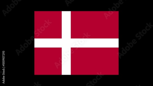Denmark Country Flag Shapes and Elements Construction Animation