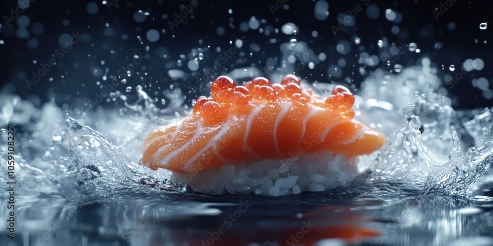 a piece of salmon is floating in water a piece of salmon is floating in water