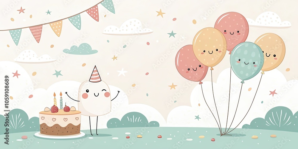 minimalist cute cartoon birthday background minimalist cute cartoon birthday background