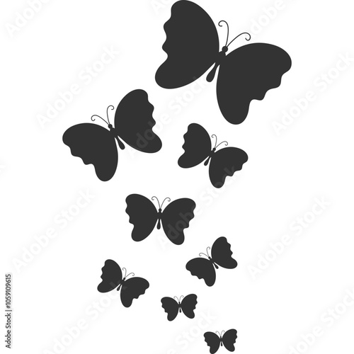 Butterfly Swarm Silhouette