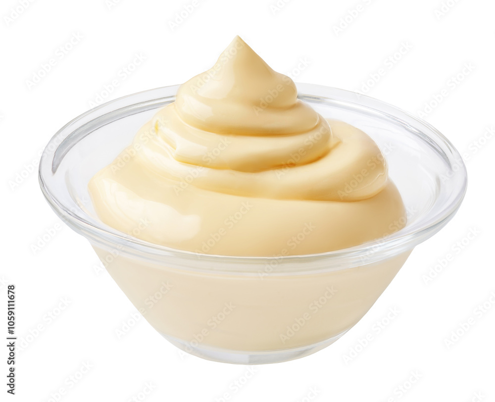 Organic Mayonnaise in a white bowl isolated. Homemade Mayo on white background. Fresh Mayonnaise, Sour cream or Yogurt closeup Organic Mayonnaise in a white bowl isolated. Homemade Mayo on white background. Fresh Mayonnaise, Sour cream or Yogurt closeup