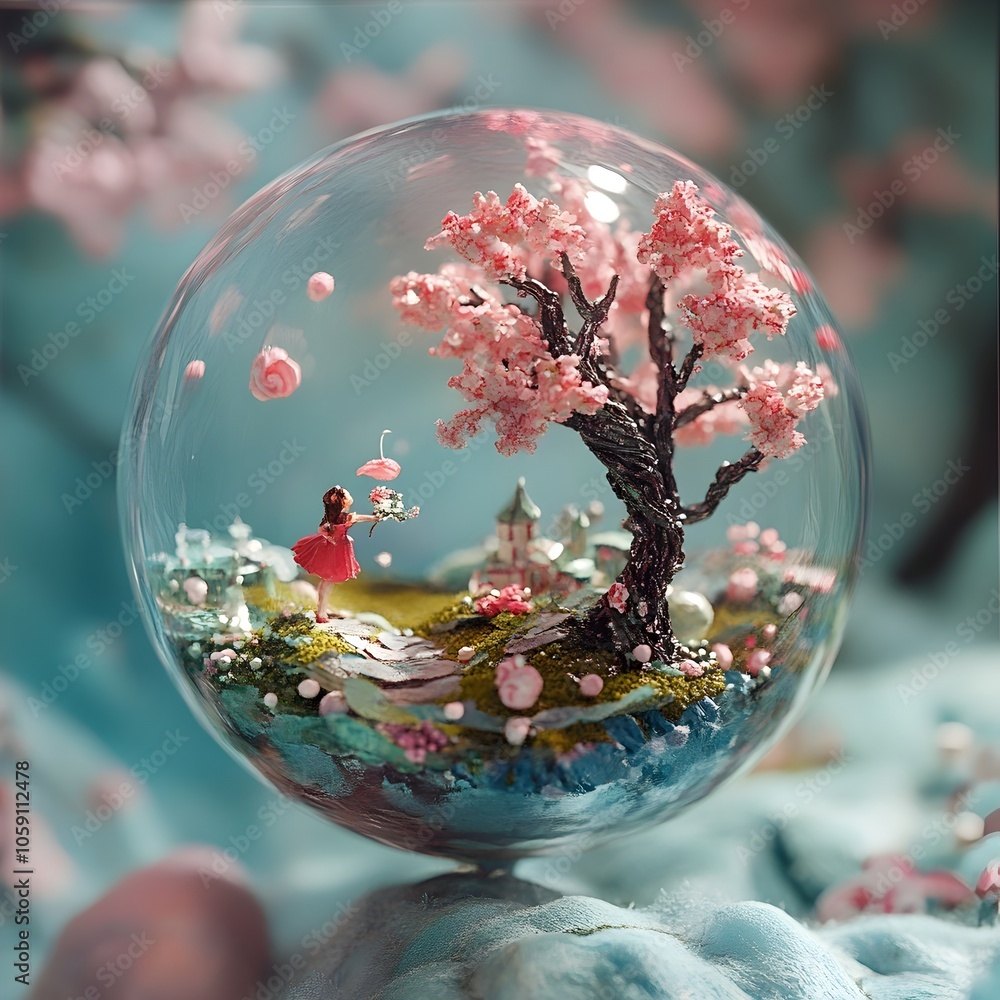 Enchanting Miniature Rose Terrarium in a Spherical Glass Display Enchanting Miniature Rose Terrarium in a Spherical Glass Display