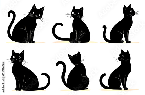 set of cats, black and white cats 