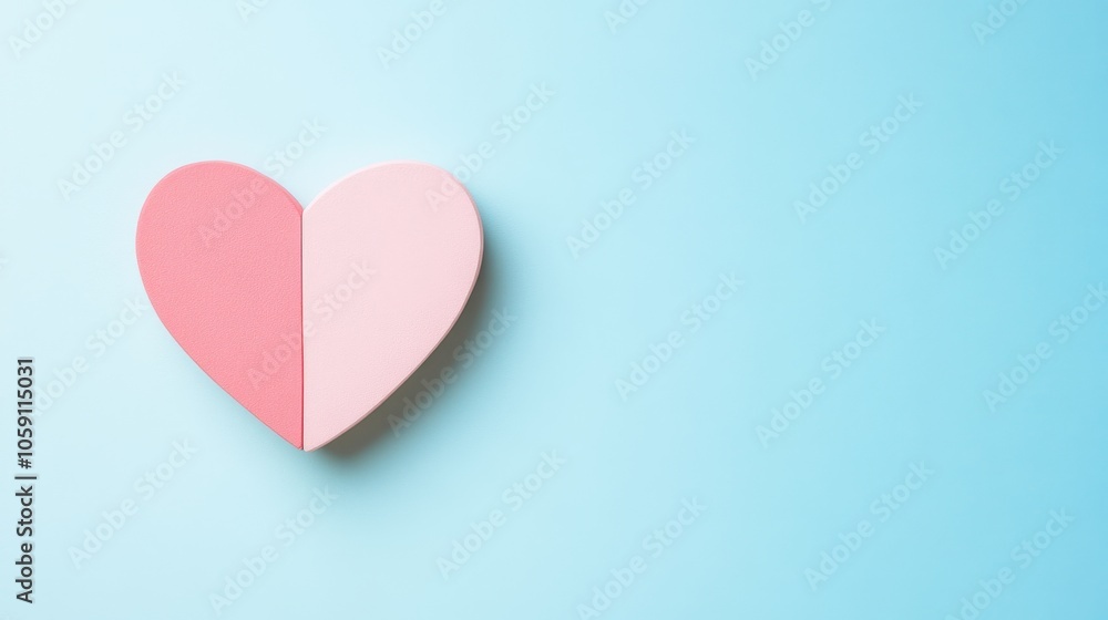 Pink and Red Heart Shape on Blue Background Pink and Red Heart Shape on Blue Background