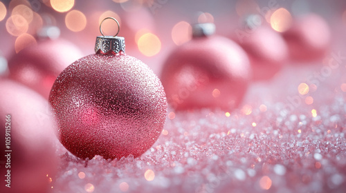 christmas pink glass balls on vibrant pink wallpaper