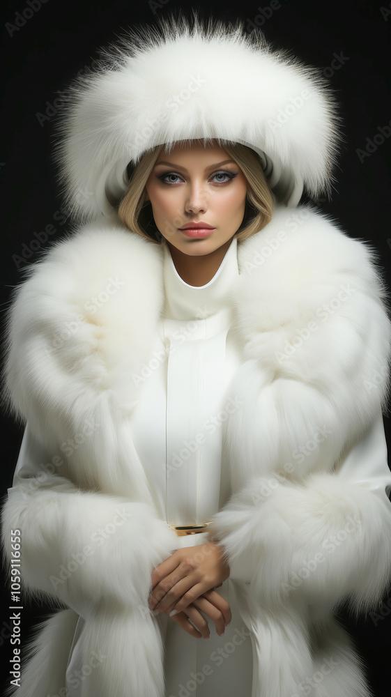 Obraz premium A Femme Fatale in White Fur
