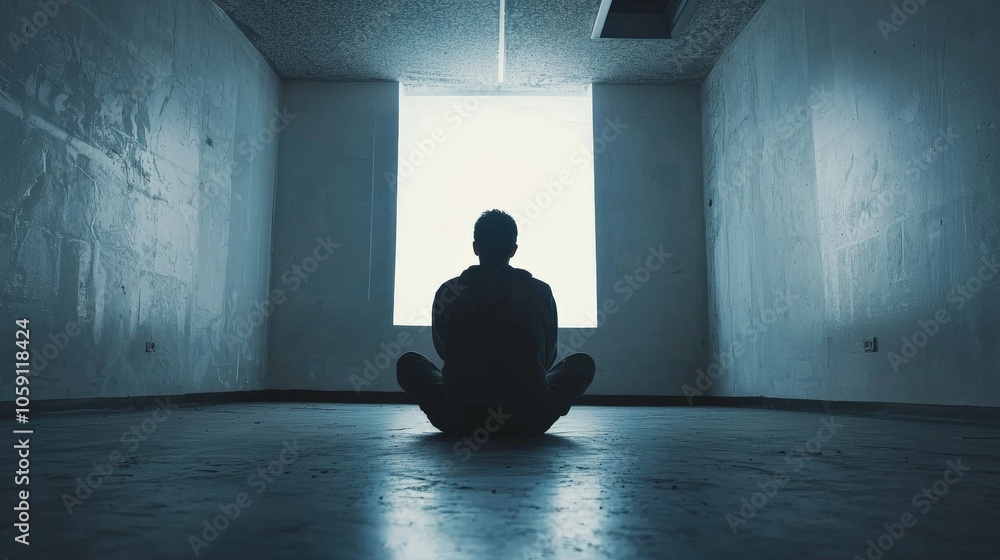A person sitting alone, struggling with mental health issues, illustrating the psychological roots of crime A person sitting alone, struggling with mental health issues, illustrating the psychological roots of crime
