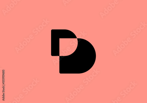 Monogram identity logo letter B D with left arrow symbol