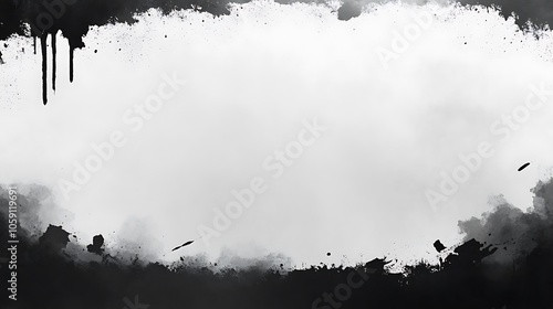 Black Ink Splatter Border Frame Soft Pastel Background for Graphic Design Templates