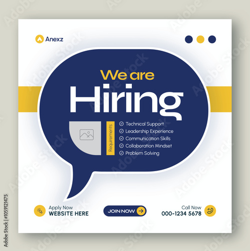 We are hiring job vacancy web banner and social media post template	
