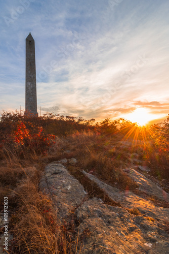 High Point State Park & New Jersey Veterans' Memorial sunset in Autumn 