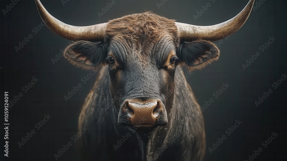 Strong Muscular Bull with Polished Horns Strong Muscular Bull with Polished Horns
