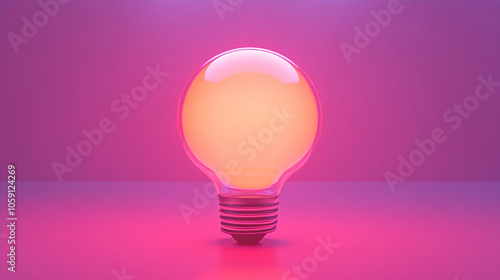 glowing lightbulb against a clean backdrop, symbolizing new ideas and innovation. The bright light signifies creativity and inspiration in the business world photo