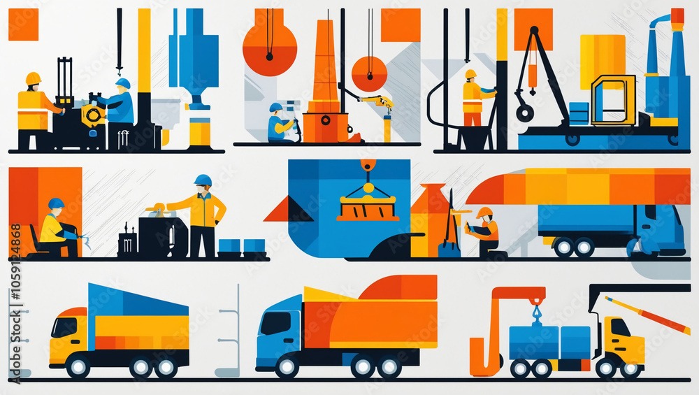 Obraz premium vector-based illustration of industrial activities
