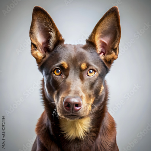 Australian kelpie on white isolated