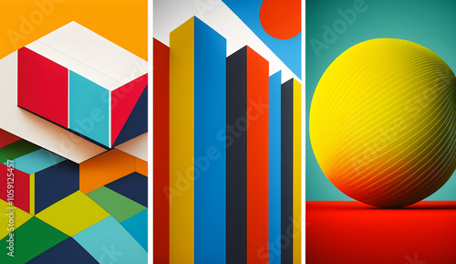 Bright and Bold Wallpaper. Geometric Art Concept