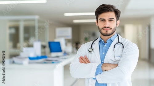 Doctor Inspecting Patient with Otoscope