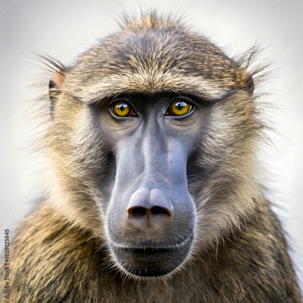 Obraz premium Portrait of baboon isolated on transparent background