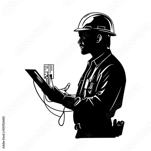 Electrical engineer Silhouette clipart,Power Technician