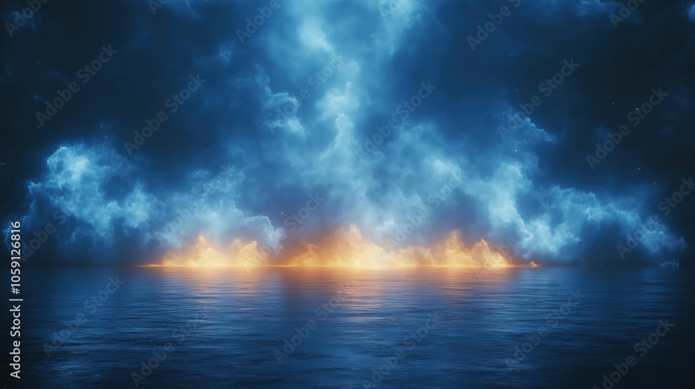 Obraz premium Fire on Water created with Generative AI Technology, ai, generative