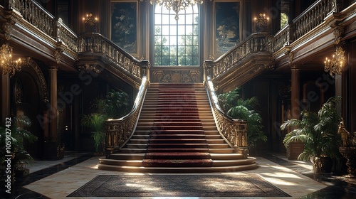 Grand Staircase in a Luxurious Mansion