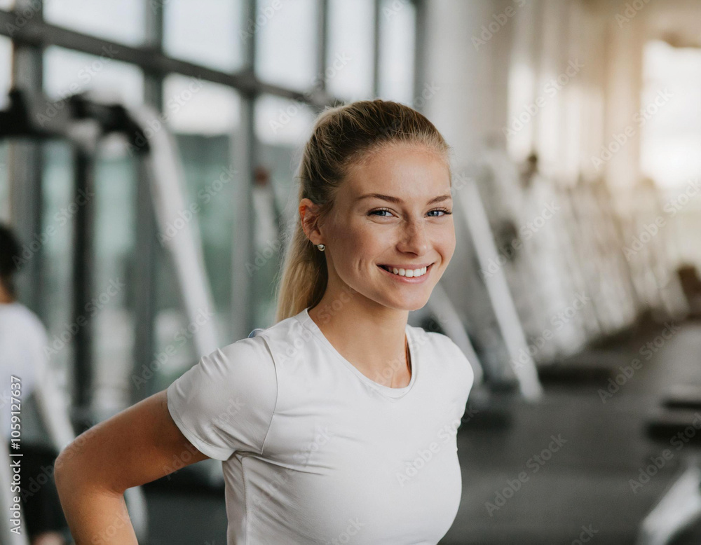 Naklejka premium Piękna wysportowana kobieta na siłowni
