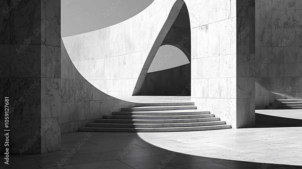 Obraz premium Marble Arch: A section of a grand archway showcases the smooth, curved surface of marble. The play of shadows adds drama to the composition. 