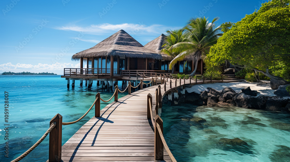 Serene Seascape on a Luxurious Vacation. Beautiful Beachside View