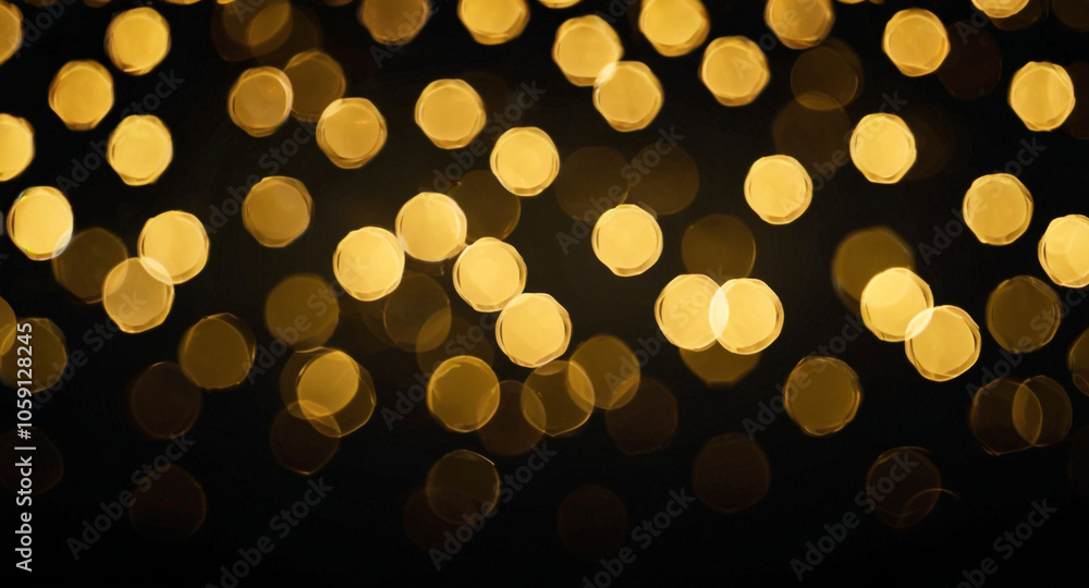 Obraz premium golden bokeh effect like shimmering stars with black background
