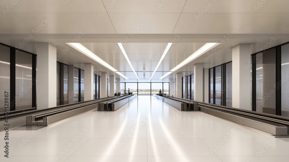 Wide View of Airport Baggage Claim Area