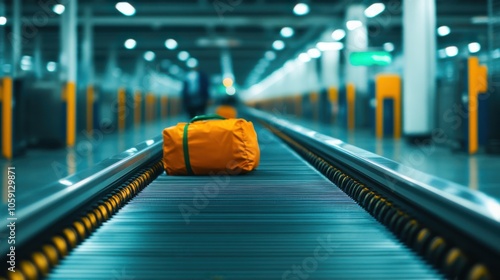 Airport Baggage Claim Area with Waiting Passengers photo