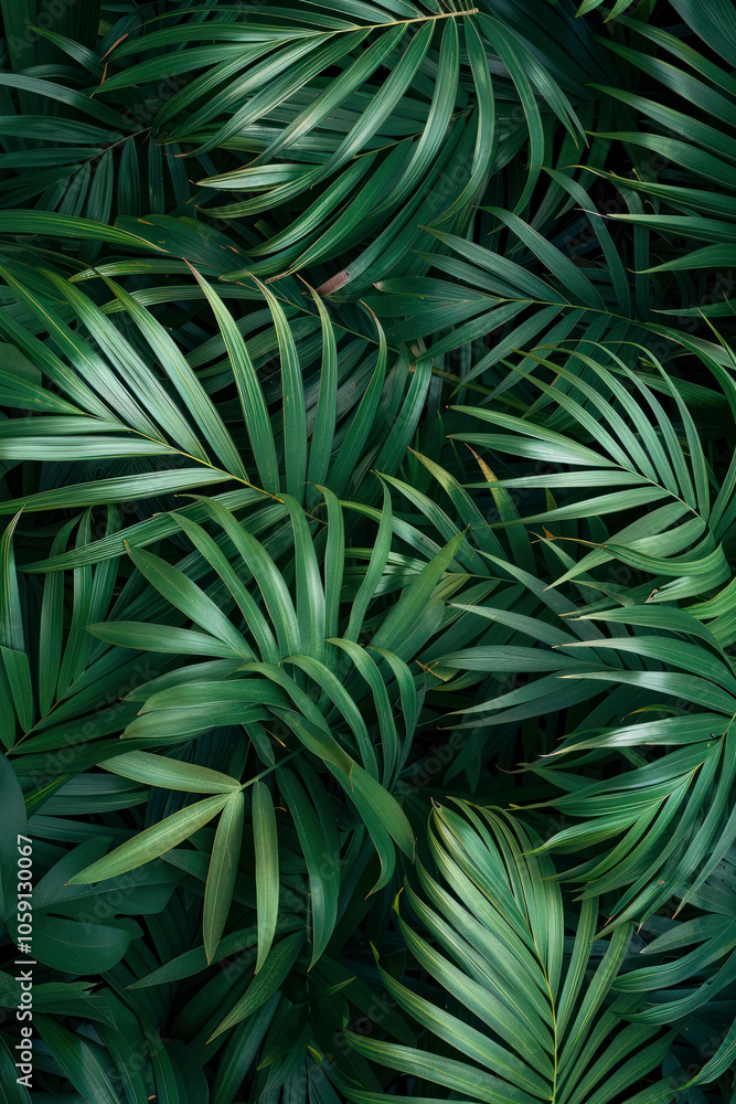 Vertical Palm leaves dark green background. Vertical Palm leaves dark green background.