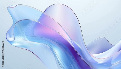 Fotografía Flowing gradient transparent multilayer glass background, 3d rendering