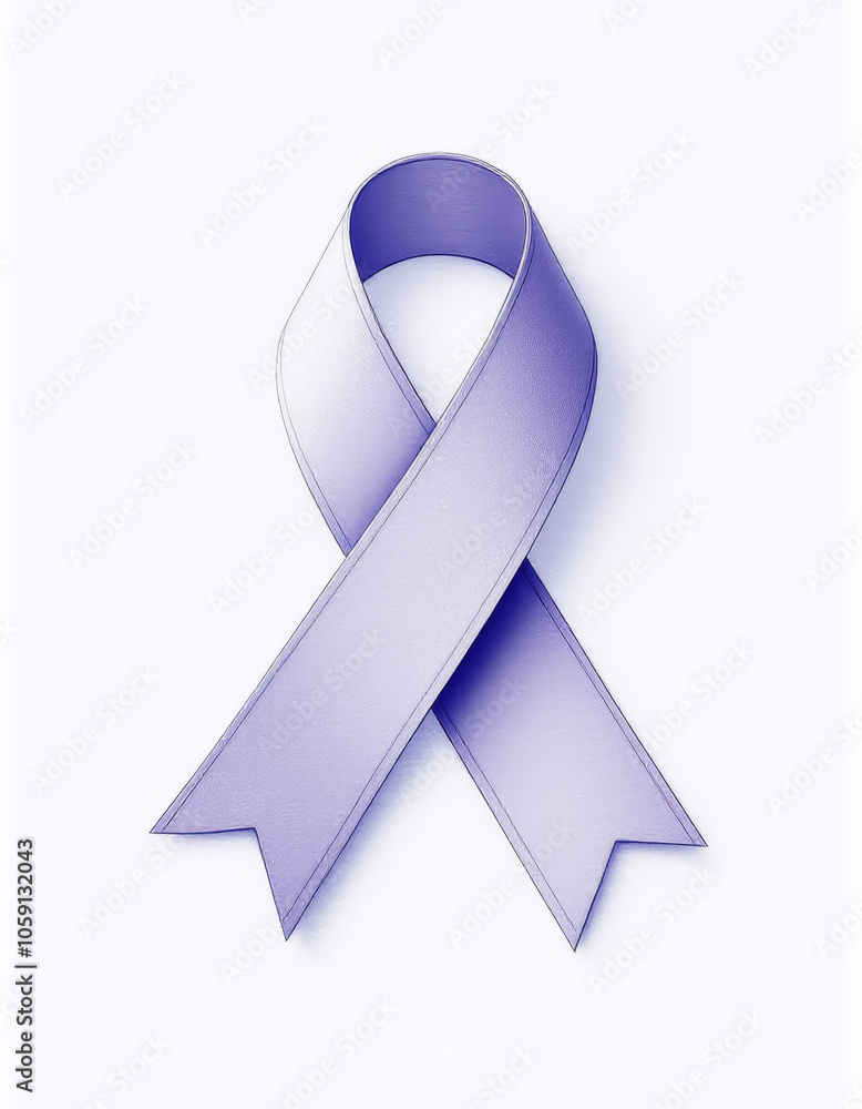 A soft, minimalist lavender ribbon symbolizing cancer awareness on a white background, representing hope, unity, and support in the fight against cancer. A soft, minimalist lavender ribbon symbolizing cancer awareness on a white background, representing hope, unity, and support in the fight against cancer.
