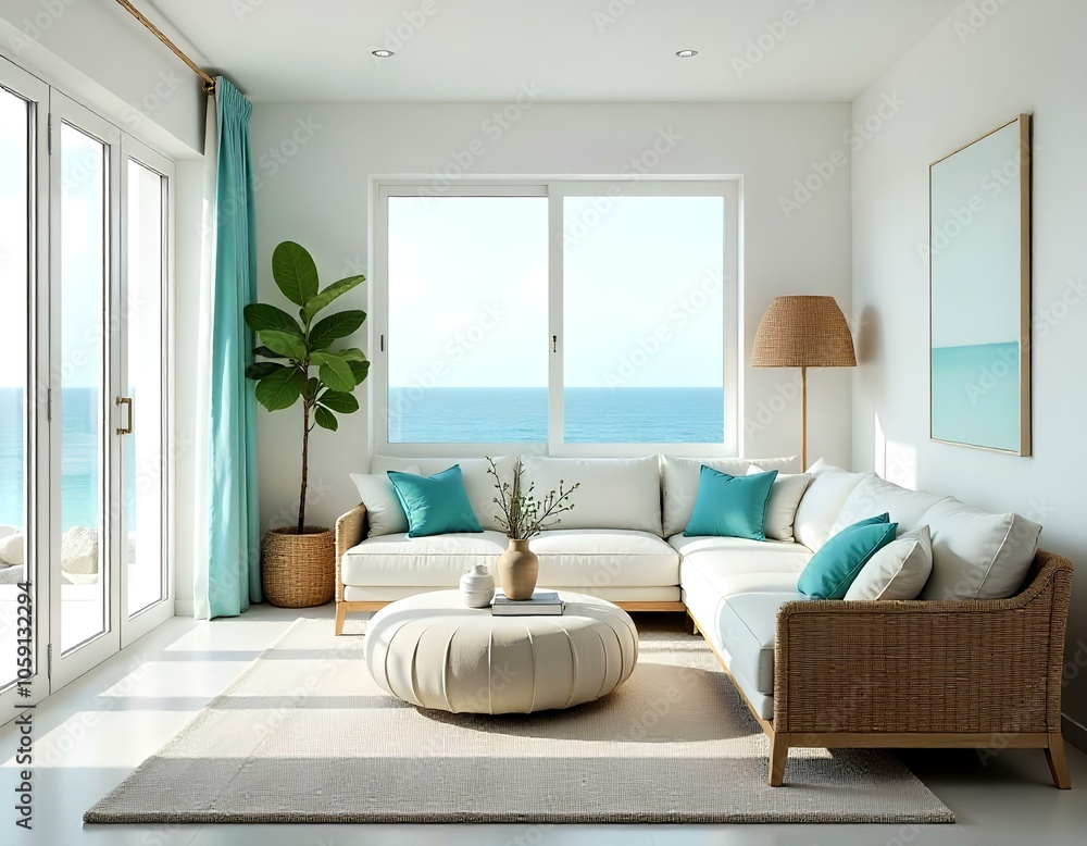 Fototapeta premium mid century scandinavian interior design of modern living room 