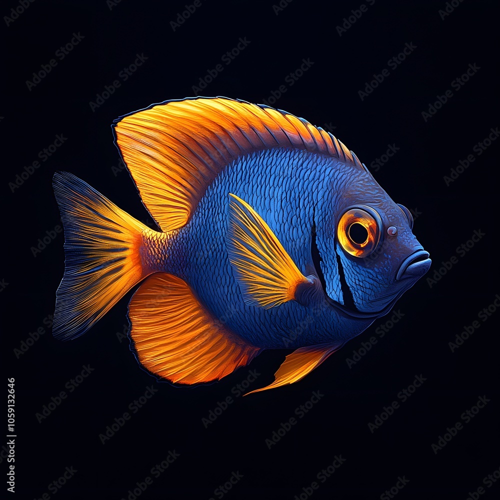 Naklejka premium Vibrant Fish with Striking Colors on Dark Background