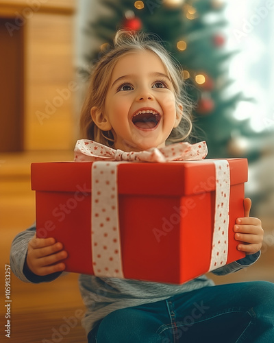A cheerful child with a wid...