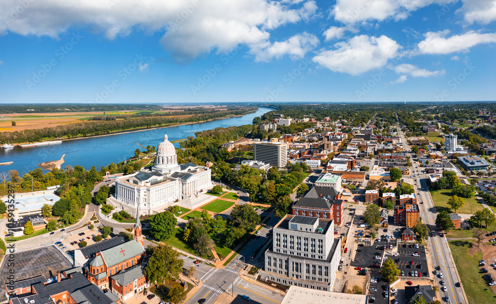 Aerial view of Jefferson City, Missouri. Jefferson City is the capital of the U.S. state of Missouri