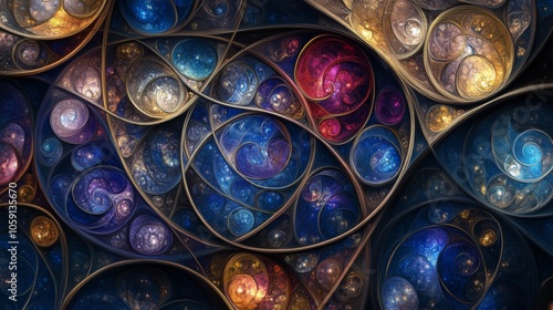 Interwoven Circles and Stars Abstract Design