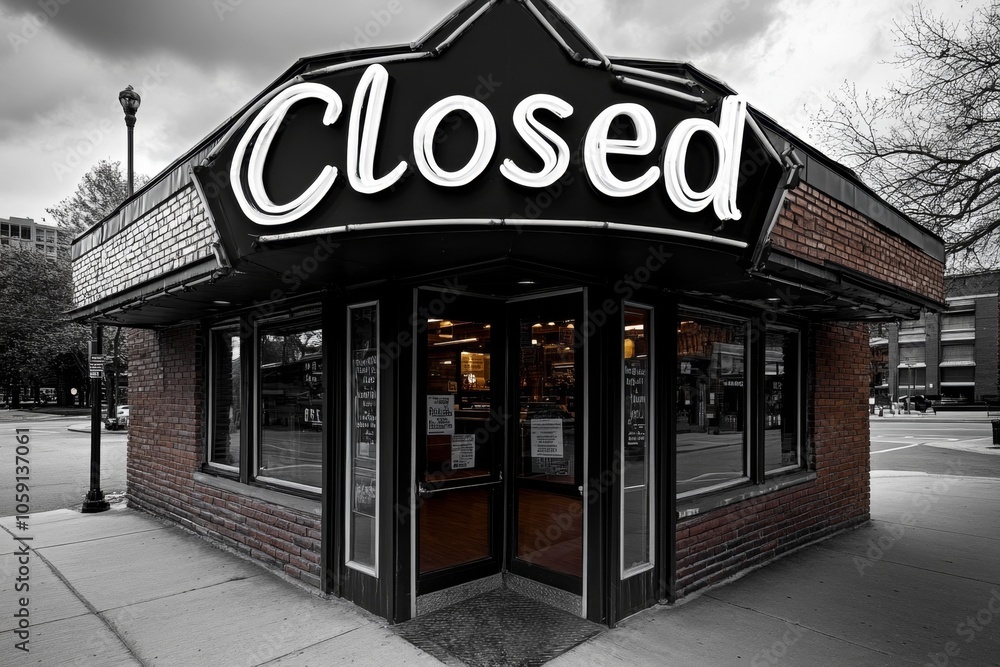 Obraz premium Minimalist line art of an empty storefront with a