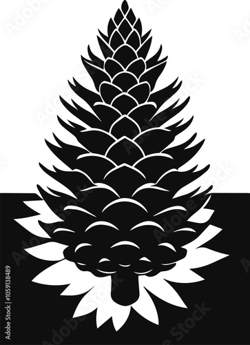 pinecone and evergreen silhouette vector illustration