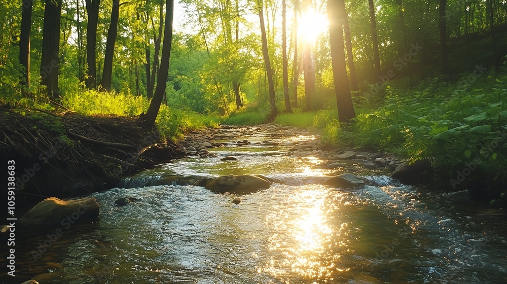 Fototapeta premium 森林と渓流