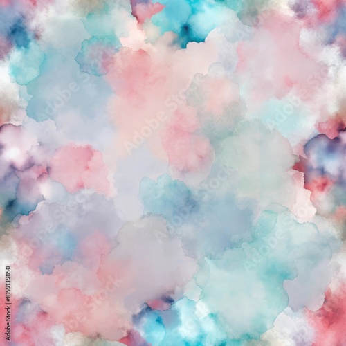 Abstract pastel watercolor cloud pattern with soft hues and dreamy aesthetics