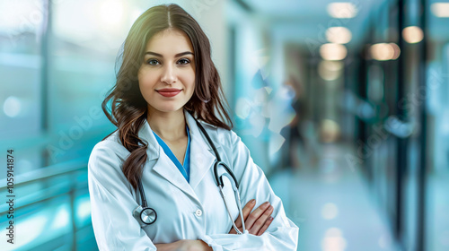 Young Female Doctor in Modern Clinic Setting