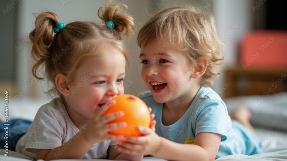 Happy toddler children playing together. Happy toddler children playing together.