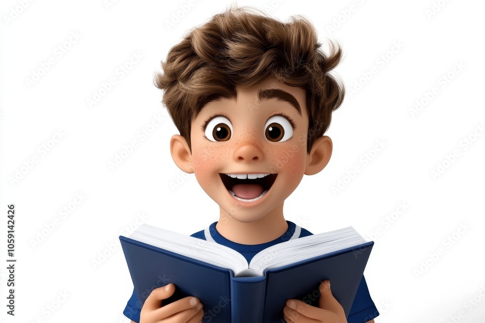 a 2D cartoon illustration of a child reading a fairytale book imaginative and joyful white background a 2D cartoon illustration of a child reading a fairytale book imaginative and joyful white background